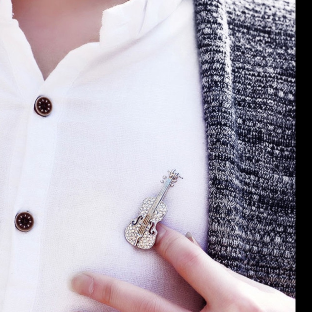 NWT Violin brooch in gold or silver - Picture 6 of 8